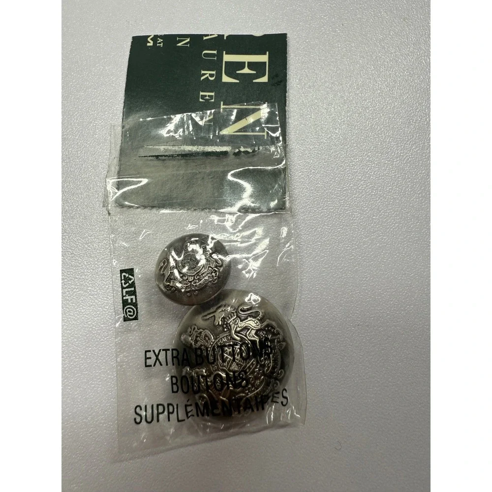 BRAND NEW Ralph Lauren Crest Buttons Silver Metal Heraldic Lion Unicorn Set of 2